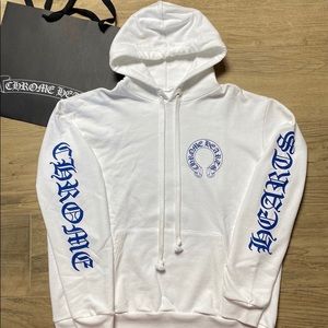 Chrome Hearts White/Blue Cross Hoodie